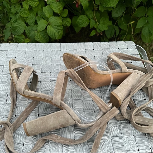 Steve Madden Christey Taupe Suede Leather Lace-Up Heels - Picture 13 of 15